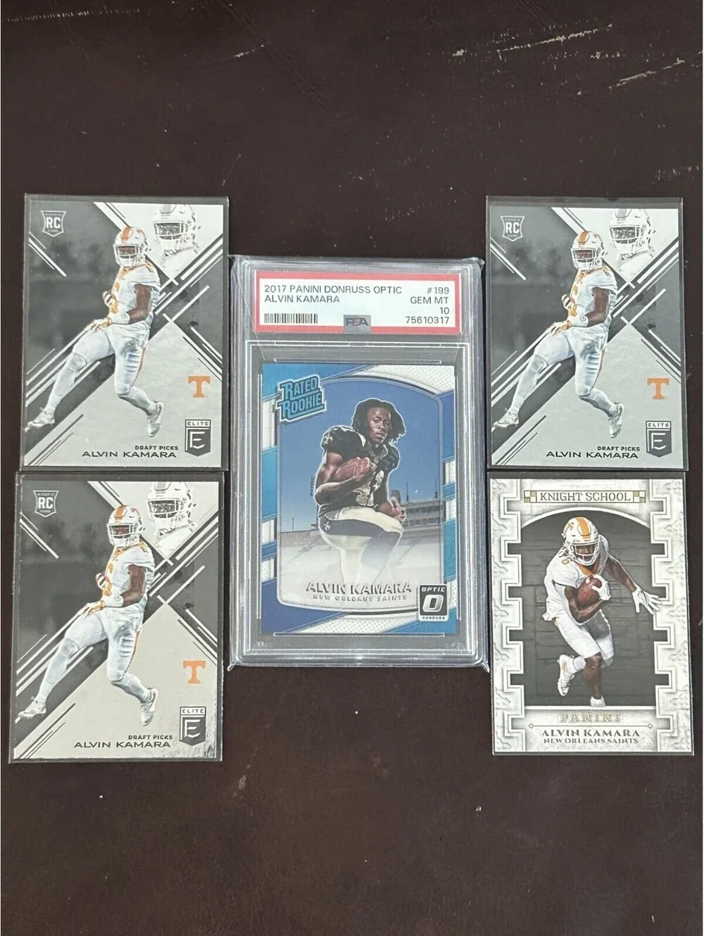 2017 ALVIN KAMARA RC DONRUSS OPTIC PSA 10+ELITE/KNIGHT SCHOOL RC’S+11 CARD LOTNM